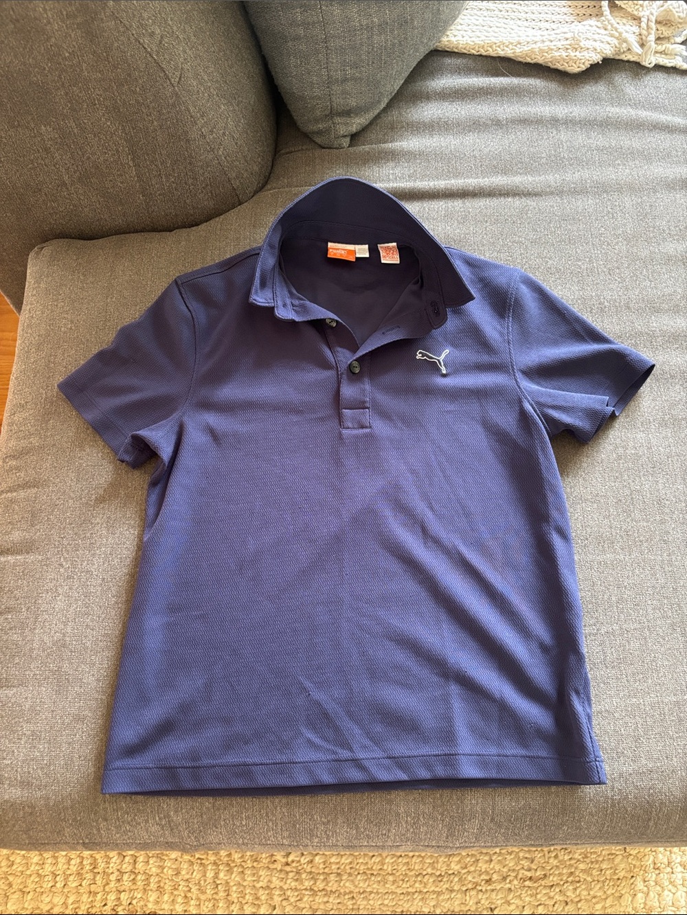 Puma boys small navy blue golf polo